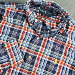 Ralph Lauren Custom Fit Plaid Shirt Mens M Button Down Long Sleeve Casual
